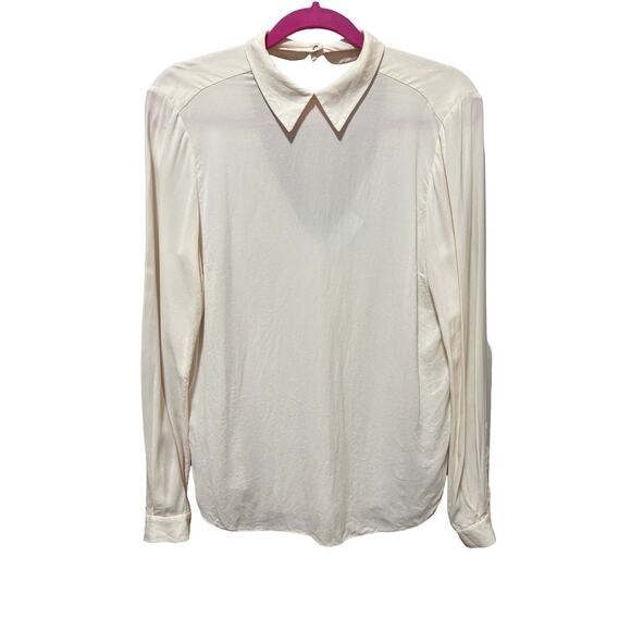 A.L.C. White 100% Silk Collared Long Sleeve Blouse Top | Size Medium - Picture 1 of 7